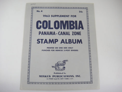 Minkus 1963 Colombia Panama Canal Zone Stamp Album Supplement No. 4