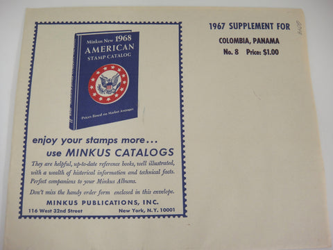 Minkus 1967 Colombia Panama Stamp Album Supplement No. 8