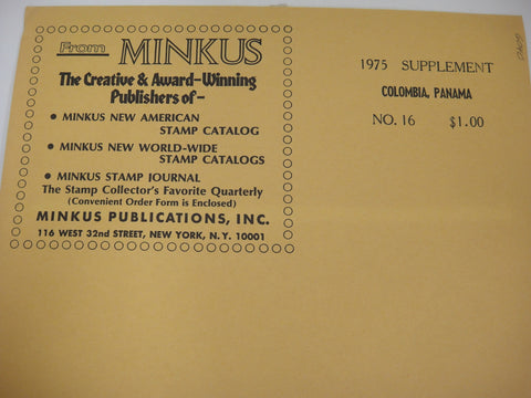 Minkus 1975 Colombia Panama Stamp Album Supplement No. 16