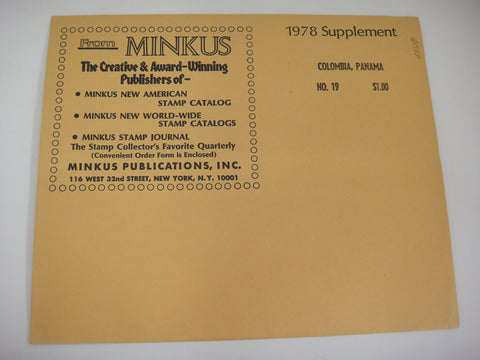 Minkus 1978 Colombia Panama Stamp Album Supplement No. 19 New Old Stock