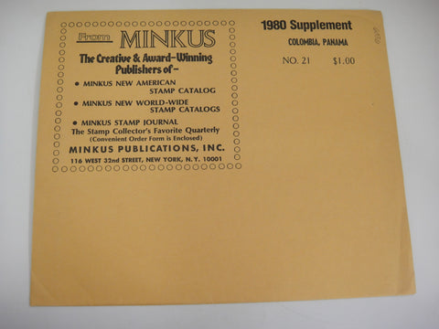 Minkus 1980 Colombia Panama Stamp Album Supplement No. 21 New Old Stock