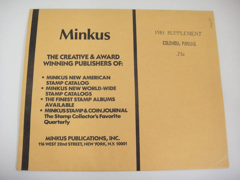 Minkus 1981 Colombia Panama Stamp Album Supplement No. 22 New Old Stock