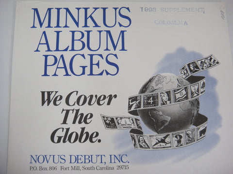 Minkus 1993 Colombia Stamp Album Supplement New Old Stock