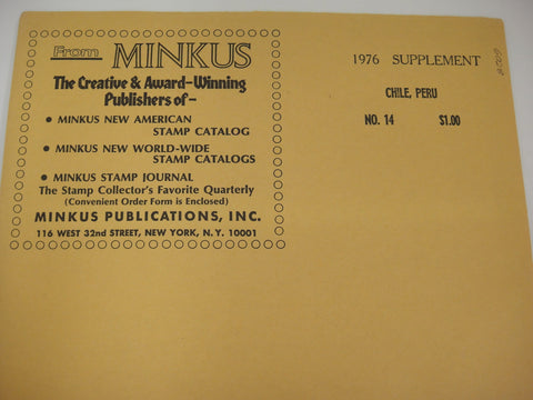 Minkus 1976 Chile, Peru Stamp Supplement #14 New Old Stock