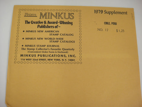 Minkus 1979 Chile, Peru Stamp Supplement #17 New Old Stock