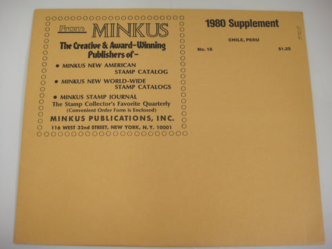 Minkus 1980 Chile, Peru Stamp Supplement #18 New Old Stock