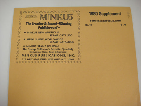 Minkus 1980 Dominican Republic Haiti Stamp Album Supplement No. 19 New Old Stock