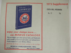 Minkus 1972 Costa Rica Nicaragua Stamp Album Supplement 11 NOS