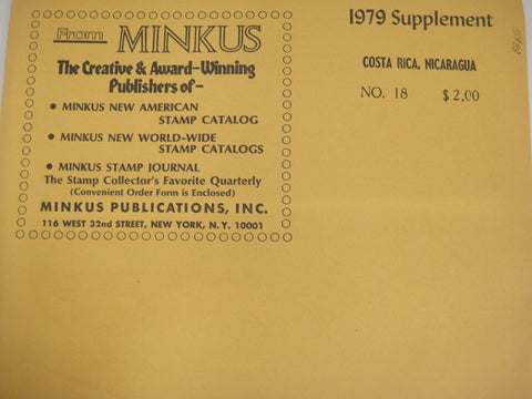 Minkus Stamp Album Supplement 18 Costa Rica, Nicaragua 1979