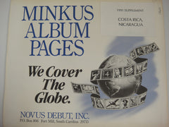 Minkus 1991 Costa Rica Nicaragua Stamp Album Supplement NOS