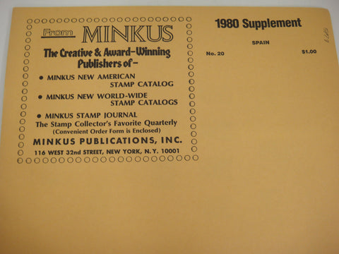 Minkus Stamp Supplement 20 1980 Spain New Old Stock