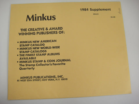 Minkus 1984 Spain Stamp Album Supplement 24 New Old Stock