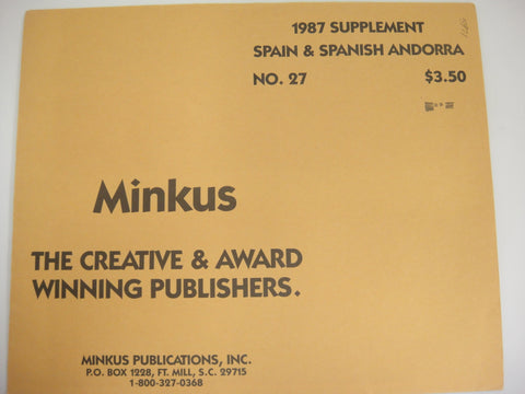 Minkus Stamp Album Supplement 27 Spain & Spanish Andorra 1987