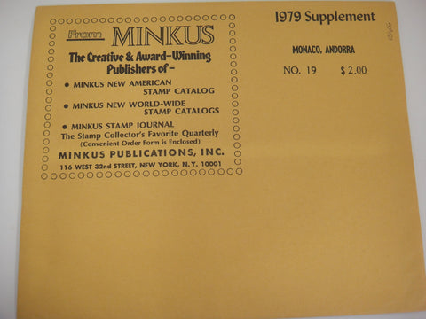 Minkus 1979 Monaco Andorra Stamp Album Supplement 19 New Old Stock