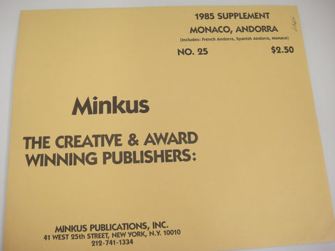 Minkus 1985 Monaco Stamp Album Supplement 25 New Old Stock