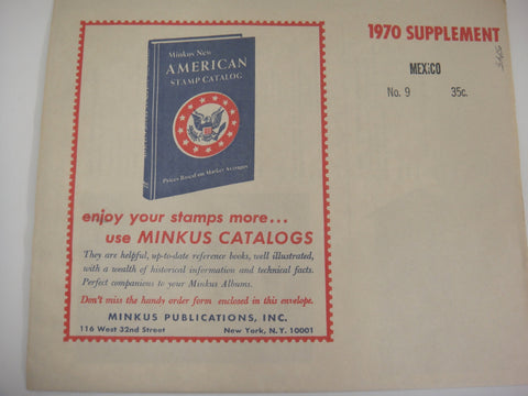 Minkus 1970 Stamp Album Supplement 9 Mexico New Old Stock