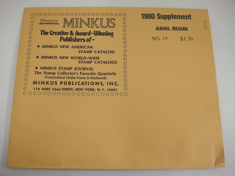 Minkus 1980 Albania Bulgaria Stamp Album Supplement #19 New Old Stock