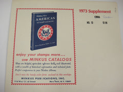 Minkus 1973 China (Taiwan) Stamp Album Supplement 12 New Old Stock