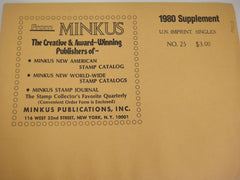 Minkus 1980 United Nations Imprint Singles Stamp Album Supplement #25