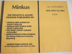 Minkus 1981 United Nations Imprint Singles Stamp Album Supplement U.N.