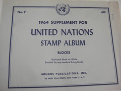 Minkus 1964 United Nations Blocks Stamp Album Supplement 7 New Old Stock
