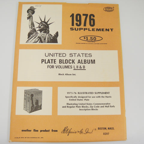 Harris Plate Block Stamp Album Supplement United States 1976 X109L Volumes I, II & B