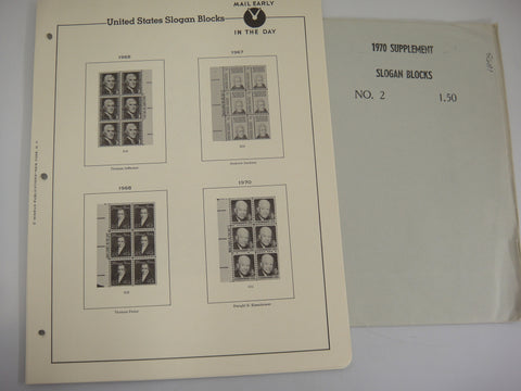 Minkus 1970 Slogan Blocks Stamp Album Supplement 2 United States
