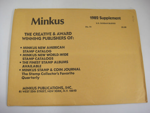 Minkus 1982 Slogan Blocks Stamp Album Supplement 14 United States Mail Early