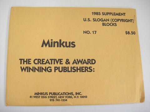 Minkus 1985 Slogan Blocks Stamp Album Supplement 17 United States Mail Early