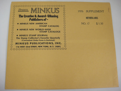 Minkus 1976 Netherlands Stamp Album Supplement #17 New Old Stock