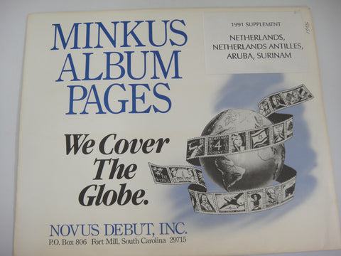 Minkus 1991 Netherlands Antilles Aruba Surinam Stamp Album Supplement New Old Stock