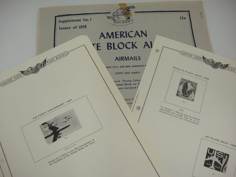 Minkus 1958 American Plate Block Airmails Supplement #1 New Old Stock