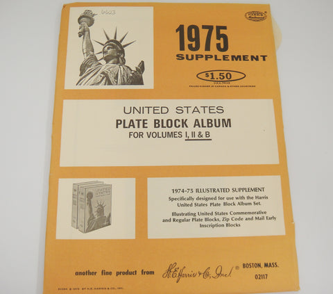 Harris Plate Block Stamp Album Supplement United States 1975 X109K NOS