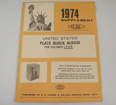 Harris 1974 US Plate Block Stamp Album Supplement Volumes I II & B X109J NOS