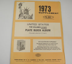 Harris 1973 US Plate Block Stamp Album Supplement Volumes I, II & B X109H NOS