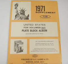 Harris 1971 Plate Block Stamp Album Supplement United States Volumes I & II X109F