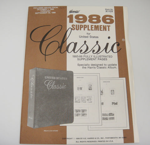 Harris Classic Stamp Album Supplement United States 1986 New Old Stock X113Y