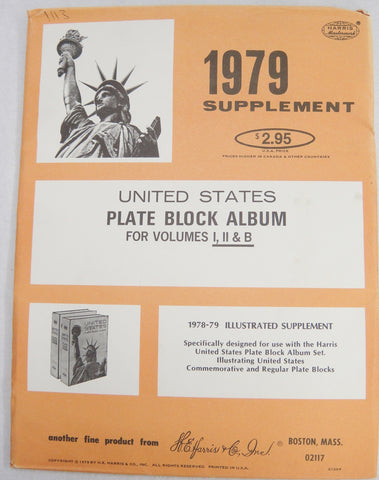 Harris 1979 Plate Block Stamp Album Supplement United States X109P NOS